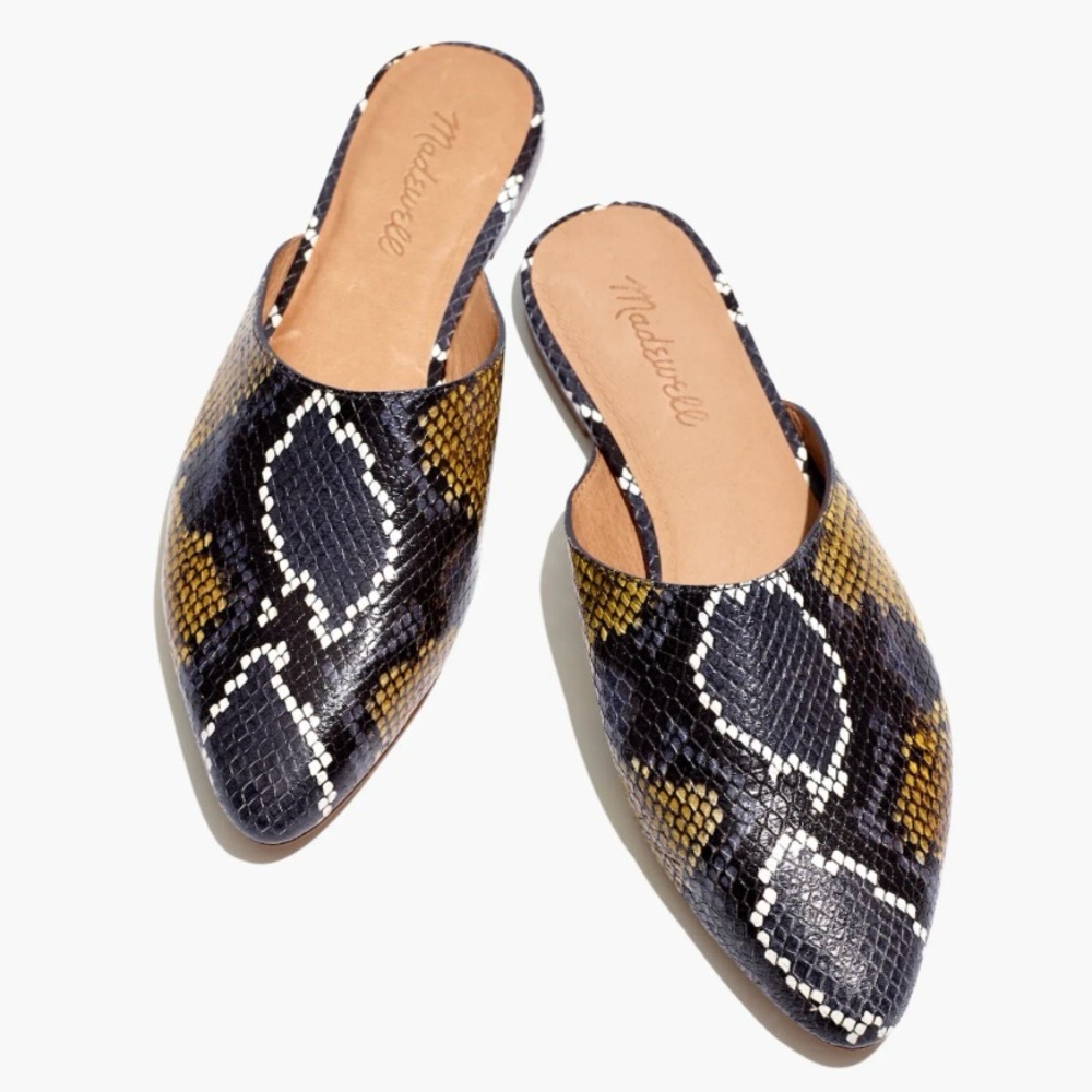 Madewell Mules with Snakeskin Pattern